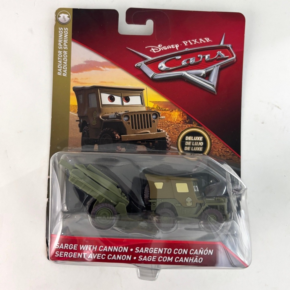 Disney Pixar Cars Sarge With Cannon Deluxe DXV98 Diecast Sealed
